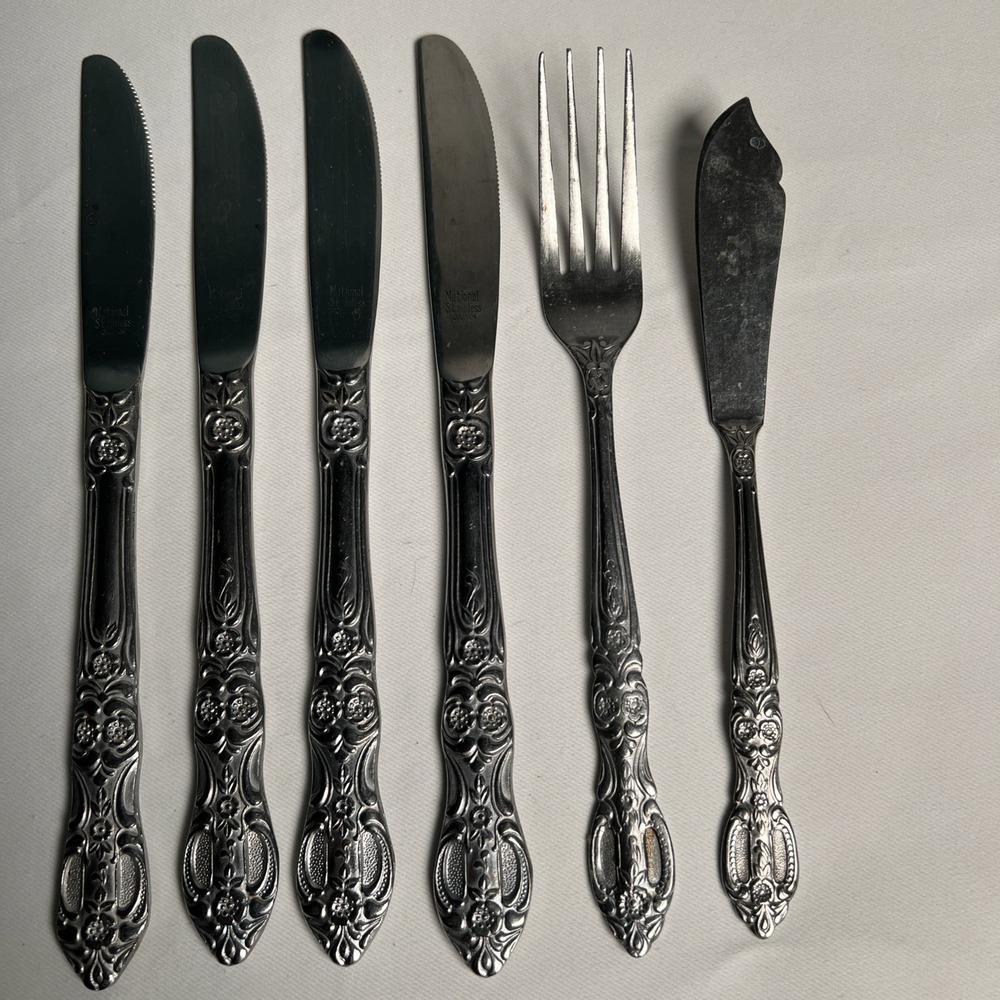Stainless Japan Floral Flower Flatware Replacements Lot of 5 Knives & Fork